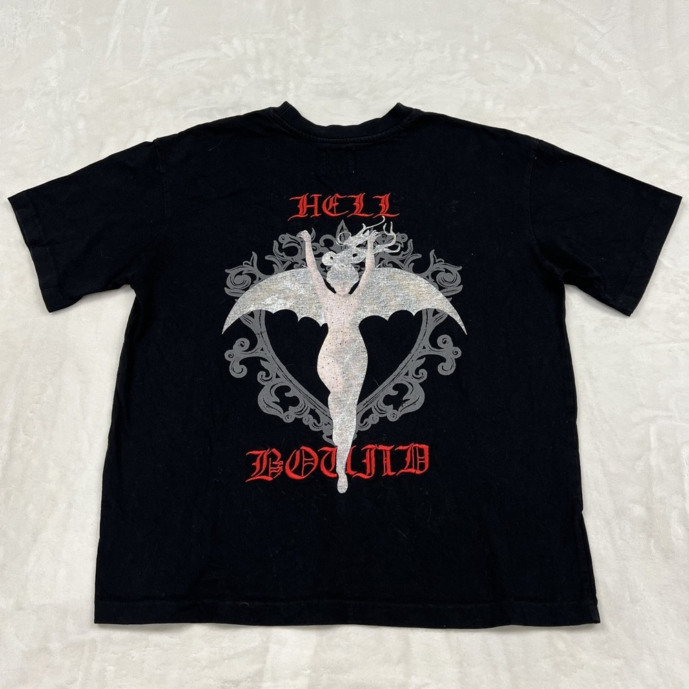 Prime essentials Hell Bound T-Shirt Mens S Black Red Winged Figure Gothic Art